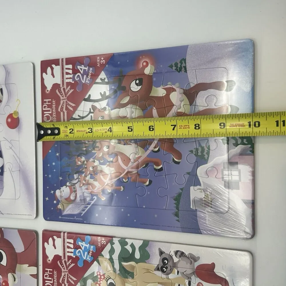 Rudolph Red-Nosed Reindeer 24 Piece Tray Puzzles Lot of 4 Sealed Ages 3+